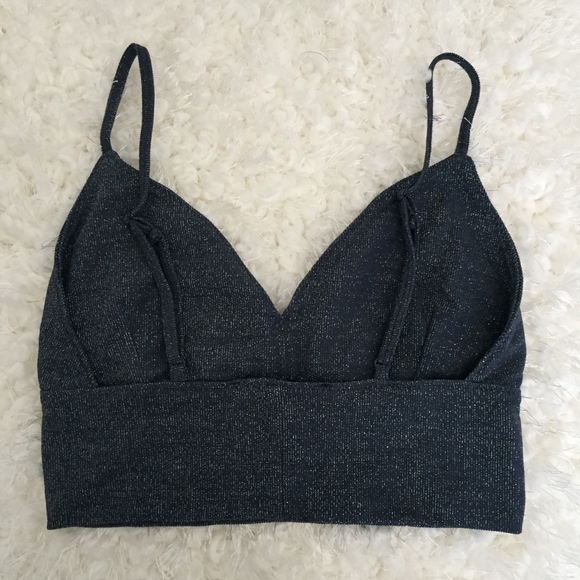 Navy Blue Sparkle Crop Top - Picture 2 of 3